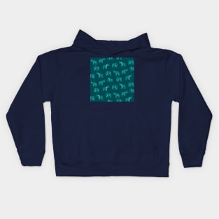 Dark Teal Indian Elephants Kids Hoodie